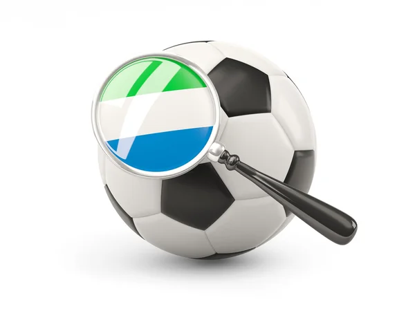 Football with magnified flag of sierra leone — Stockfoto