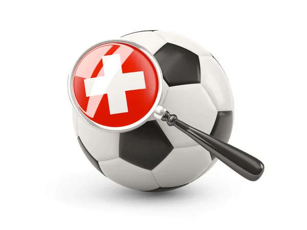 Football with magnified flag of switzerland — 图库照片