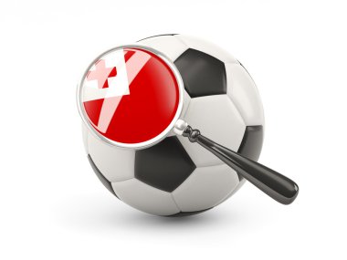 Football with magnified flag of tonga
