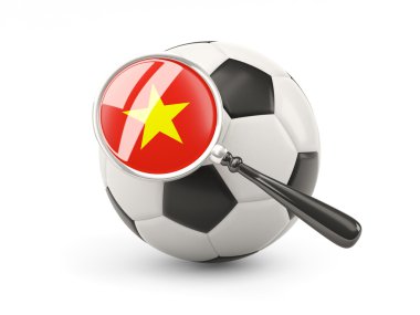Football with magnified flag of vietnam