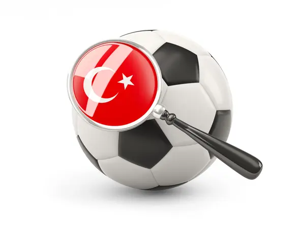 Football with magnified flag of turkey — Stock fotografie