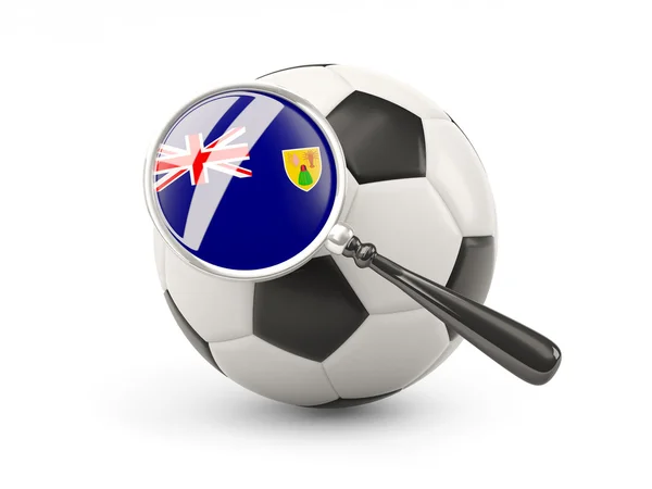 Football with magnified flag of turks and caicos islands — Stock Photo, Image
