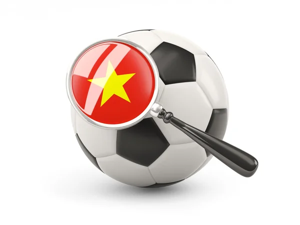 Football with magnified flag of vietnam — Zdjęcie stockowe