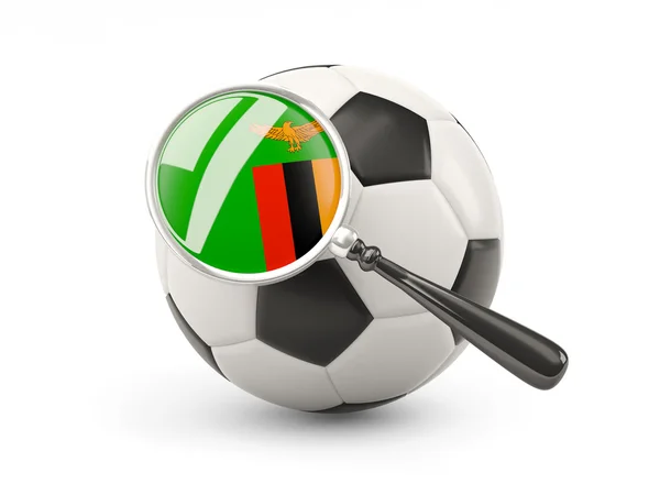 Football with magnified flag of zambia — 스톡 사진