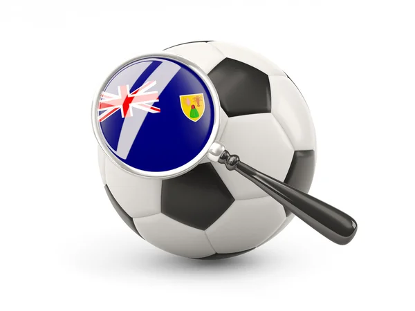 Football with magnified flag of turks and caicos islands Obrazy Stockowe bez tantiem