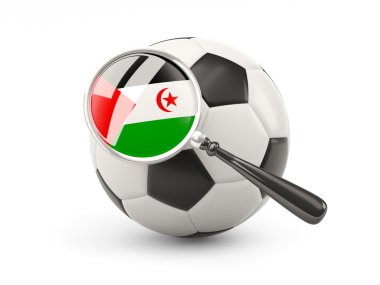 Football with magnified flag of western sahara