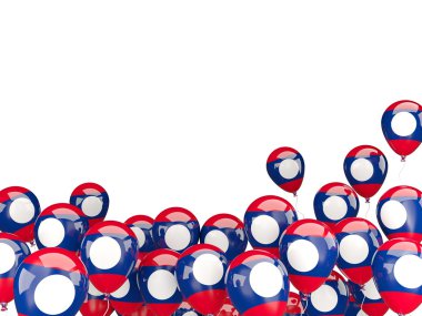 Laos bayrağı ile uçan balonlar