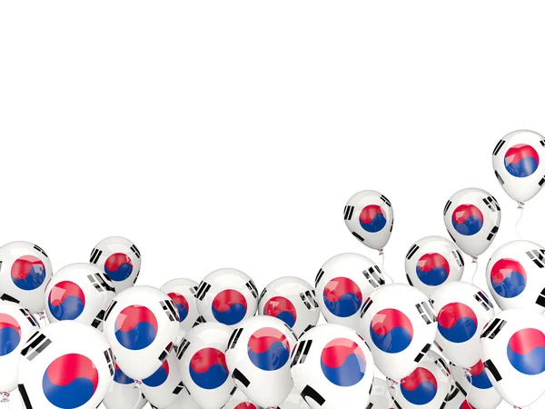 Летят воздушные шары с флагом Южной Кореи — стоковое фото