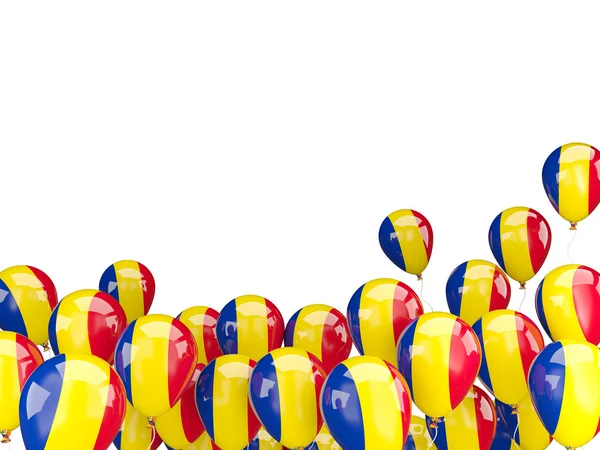 Balões voadores com bandeira da Romênia — Fotografia de Stock