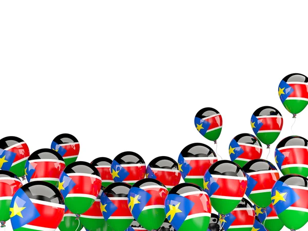 Globos voladores con bandera de sudan del sur — Foto de Stock