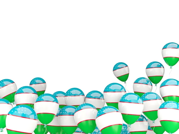 Balões voadores com bandeira do uzbequistão — Fotografia de Stock