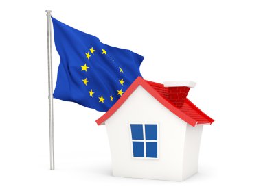 House with flag of european union