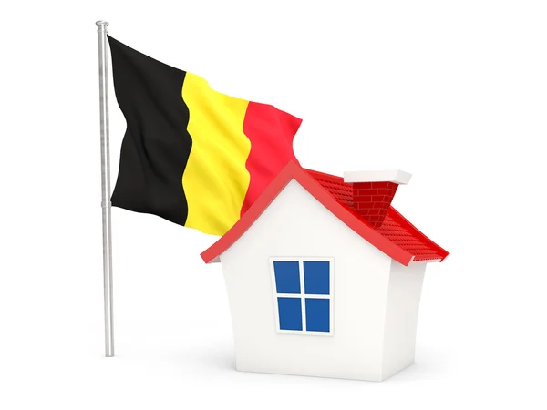 House with flag of belgium — Stok fotoğraf