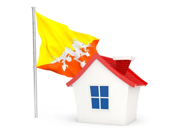 House with flag of bhutan — Φωτογραφία Αρχείου