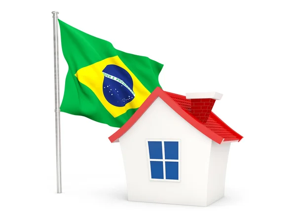 House with flag of brazil — ストック写真