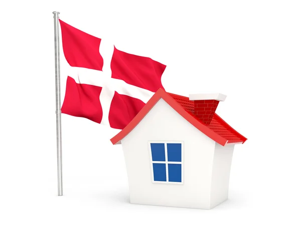 House with flag of denmark — Stok fotoğraf