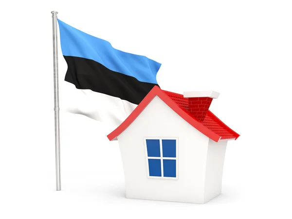 House with flag of estonia — стокове фото