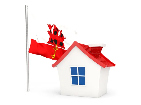 Casa com bandeira de gibraltar — Fotografia de Stock