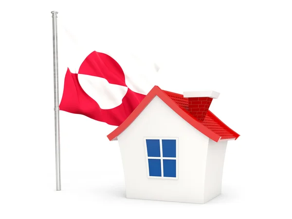 House with flag of greenland — Stockfoto