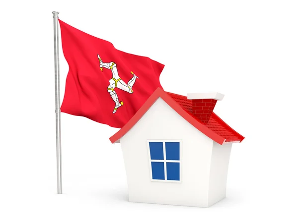 Будинок з прапором острова Мен — стокове фото