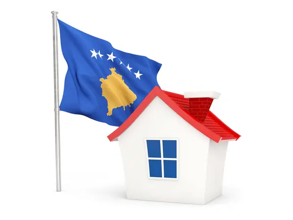 House with flag of kosovo — стокове фото
