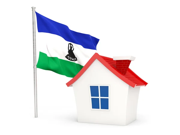 Casa con bandera de lesotho —  Fotos de Stock