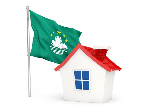 Casa com bandeira de Macau — Fotografia de Stock