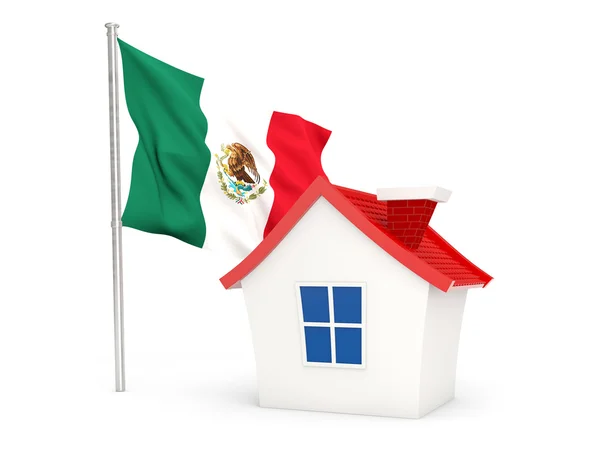 Casa con Bandera de mexico —  Fotos de Stock