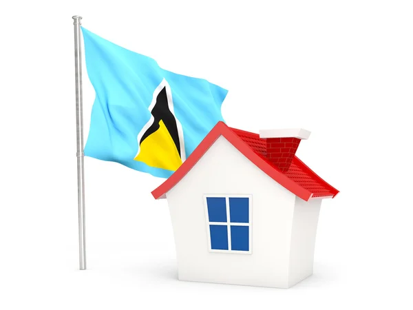 House with flag of saint lucia — Φωτογραφία Αρχείου