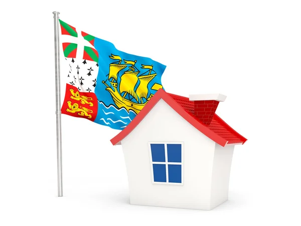 Maison avec drapeau de saint pierre et miquelon — Photo