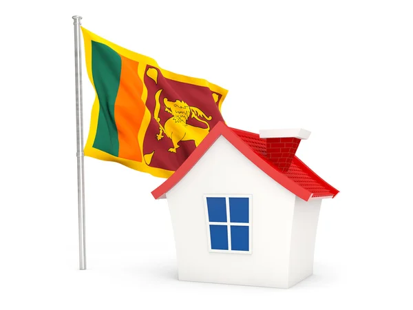 Haus mit Fahne von sri lanka — Stockfoto