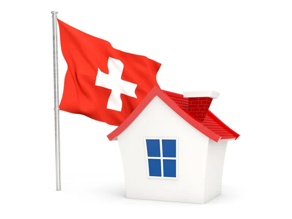 Casa con bandiera di Svizzera — Foto Stock
