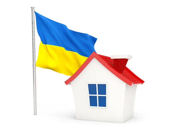 有乌克兰国旗的房子 — Zdjęcie stockowe