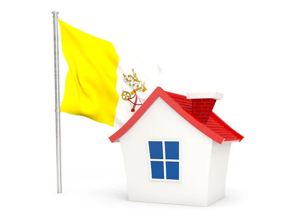 Casa com bandeira de cidade vaticana — Fotografia de Stock