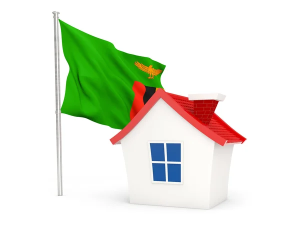 Casa con bandera de zambia —  Fotos de Stock