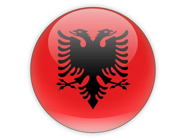 Icona rotonda con bandiera di albania — Foto Stock