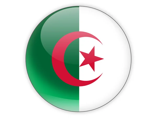 Icono redondo con bandera de algeria — Foto de Stock
