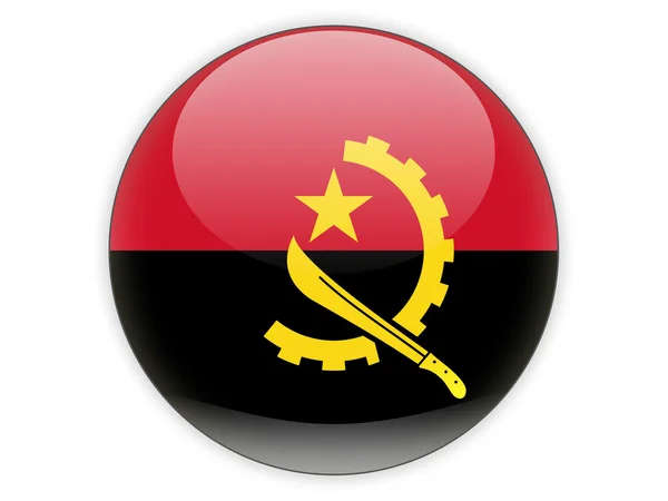 Kulatá ikona s vlajkou Angoly — Stock fotografie