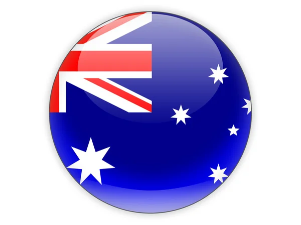 Runde Symbol mit Flagge Australien isoliert auf weiss — Stock Fotó