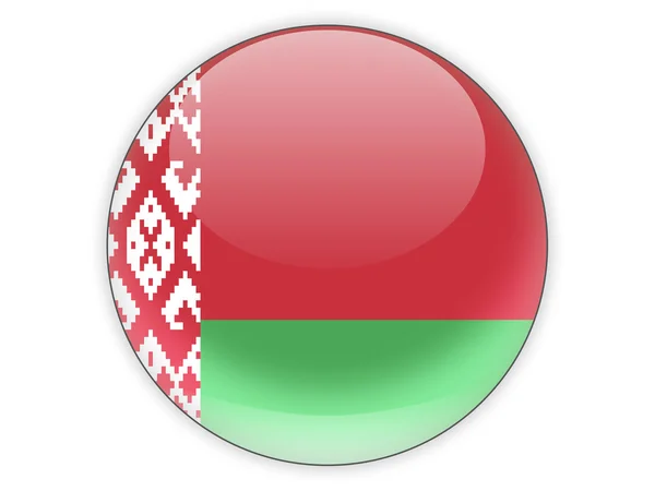 Beyaz Rusya bayrağı ile yuvarlak simge — Stok fotoğraf