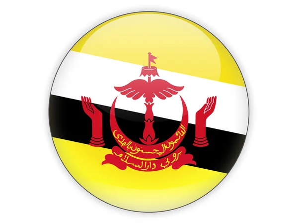 Brunei bayrağı ile yuvarlak simge — Stok fotoğraf