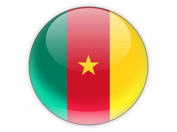 Круглая икона с флагом Камеруна — стоковое фото