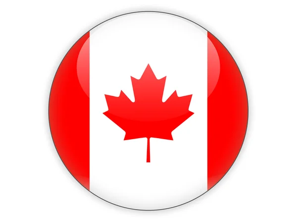 Ícone redondo com bandeira do Canadá — Fotografia de Stock