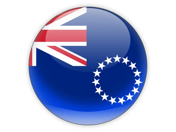 Cook Adaları bayrağı ile yuvarlak simge — Stok fotoğraf