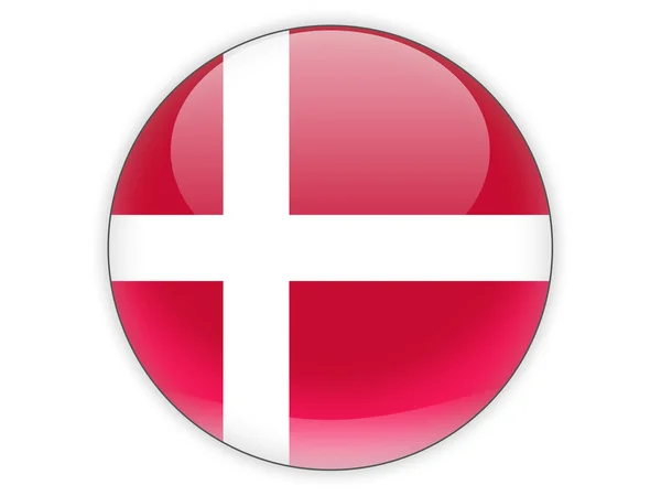 Ícone redondo com bandeira de denmark — Fotografia de Stock