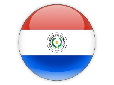 Icône ronde avec le drapeau du paraguay isolé sur blanc