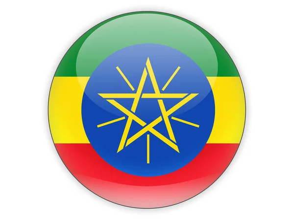 Круглая икона с флагом Эфиопии — стоковое фото