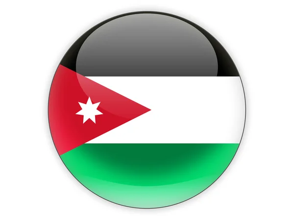 Icono redondo con bandera de Jordania — Foto de Stock