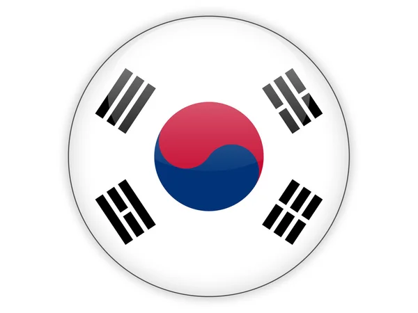 Güney Kore bayrağı ile yuvarlak simge — Stok fotoğraf