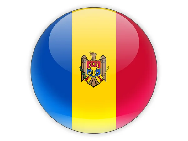Moldova bayrağı ile yuvarlak simge — Stok fotoğraf